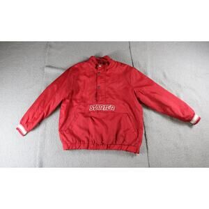 Starter Jacket Mens XL Red Black Label Vintage Quater Zip Pull Over Embroidered